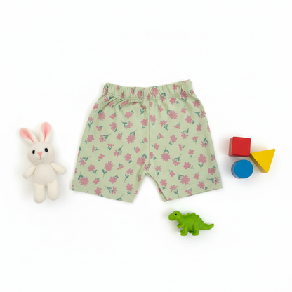 so'FRESCO - BABY SET (HALF SLV FRONT OPEN) - GREEN BASE + BIRDS  FLOWERS PRINT | LITTLE NATURA