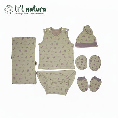 ORIGAMI - GIFT SET (SHL. BUTTON) - GREEN + PURPLE - UNISEX - 0-3 M | LITTLE NATURA