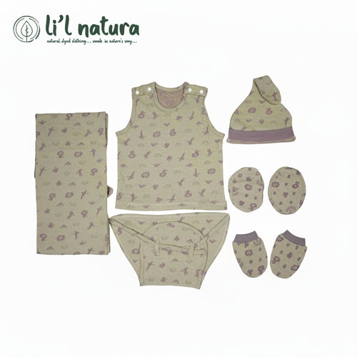 ORIGAMI - GIFT SET (SHL. BUTTON) - GREEN + PURPLE - UNISEX - 0-3 M | LITTLE NATURA