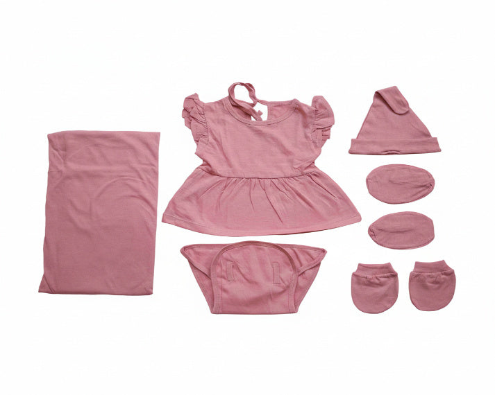 NATURE's 12 - GIFT SET (BABY FROCK) - RUBIA MAJENTA - GIRL - 0-3 M | LITTLE NATURA
