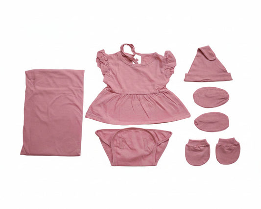 NATURE's 12 - GIFT SET (BABY FROCK) - RUBIA MAJENTA - GIRL - 0-3 M | LITTLE NATURA