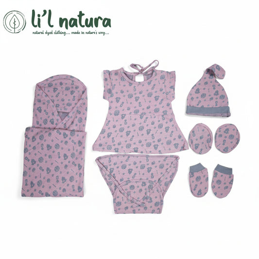 ORIGAMI - GIFT SET (BABY FROCK) - GREEN + LILAC - GIRL - 0-3 M