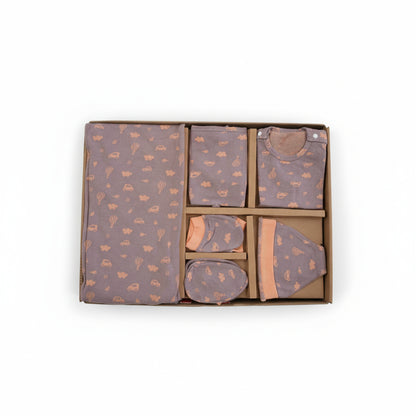 ORIGAMI - GIFT SET (SHL. BUTTON) - PURPLE + ORANGE - UNISEX - 0-3 M