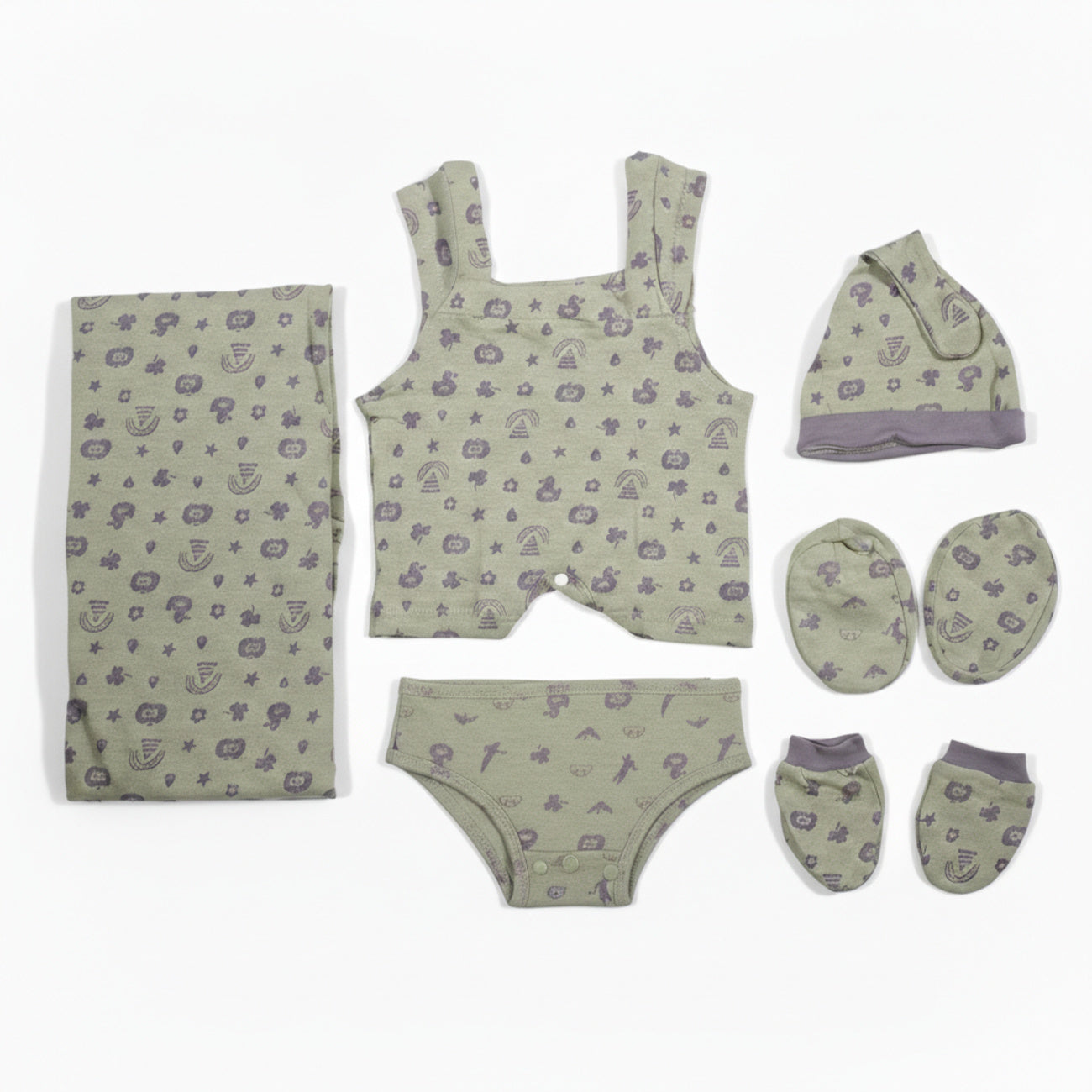 ORIGAMI - GIFT SET (JUMPEE FRILLED) - GREEN + PURPLE - GIRL - 0-3 M | LITTLE NATURA