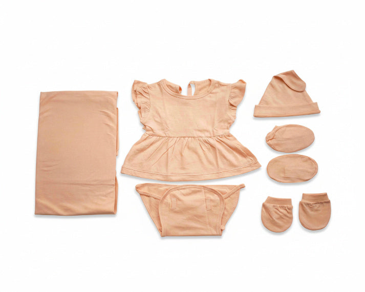 NATURE's 12 - GIFT SET (BABY FROCK) - MARIGOLD ORANGE - GIRL - 0-3 M | LITTLE NATURA