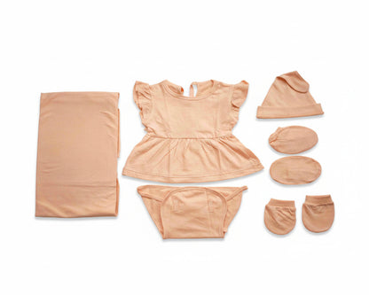 NATURE's 12 - GIFT SET (BABY FROCK) - MARIGOLD ORANGE - GIRL - 0-3 M | LITTLE NATURA