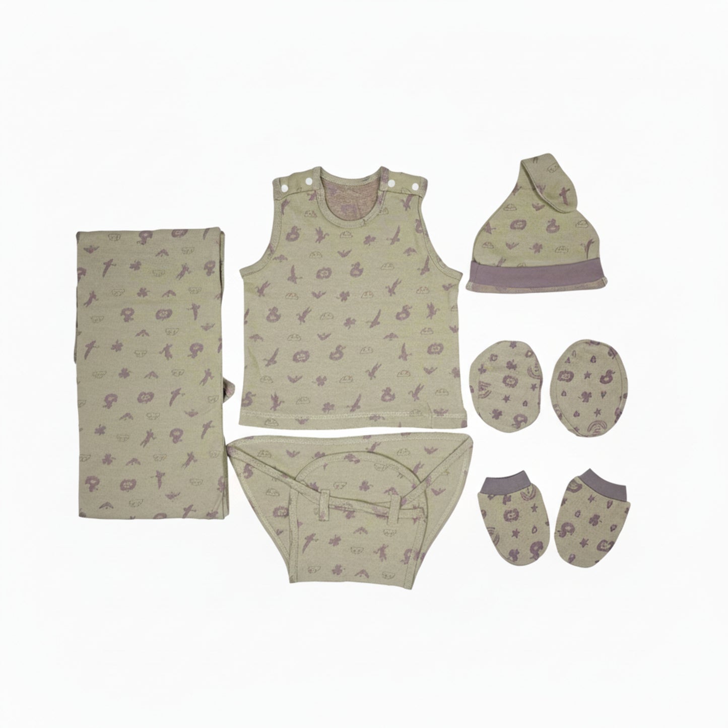 ORIGAMI - GIFT SET (SHL. BUTTON) - GREEN + PURPLE - UNISEX - 0-3 M | LITTLE NATURA
