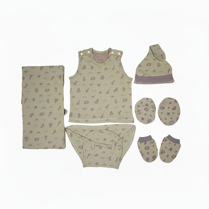 ORIGAMI - GIFT SET (SHL. BUTTON) - GREEN + PURPLE - UNISEX - 0-3 M | LITTLE NATURA