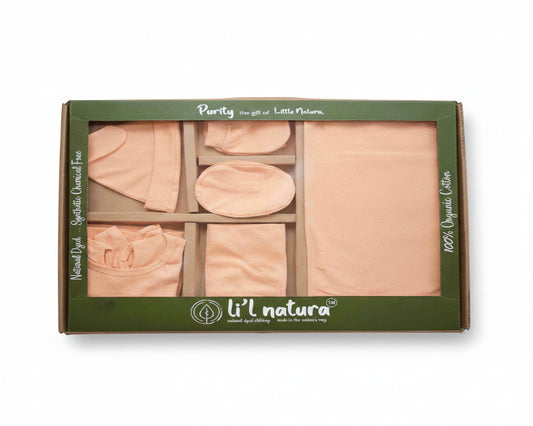 NATURE's 12 - GIFT SET (BABY FROCK) - MARIGOLD ORANGE - GIRL - 0-3 M | LITTLE NATURA