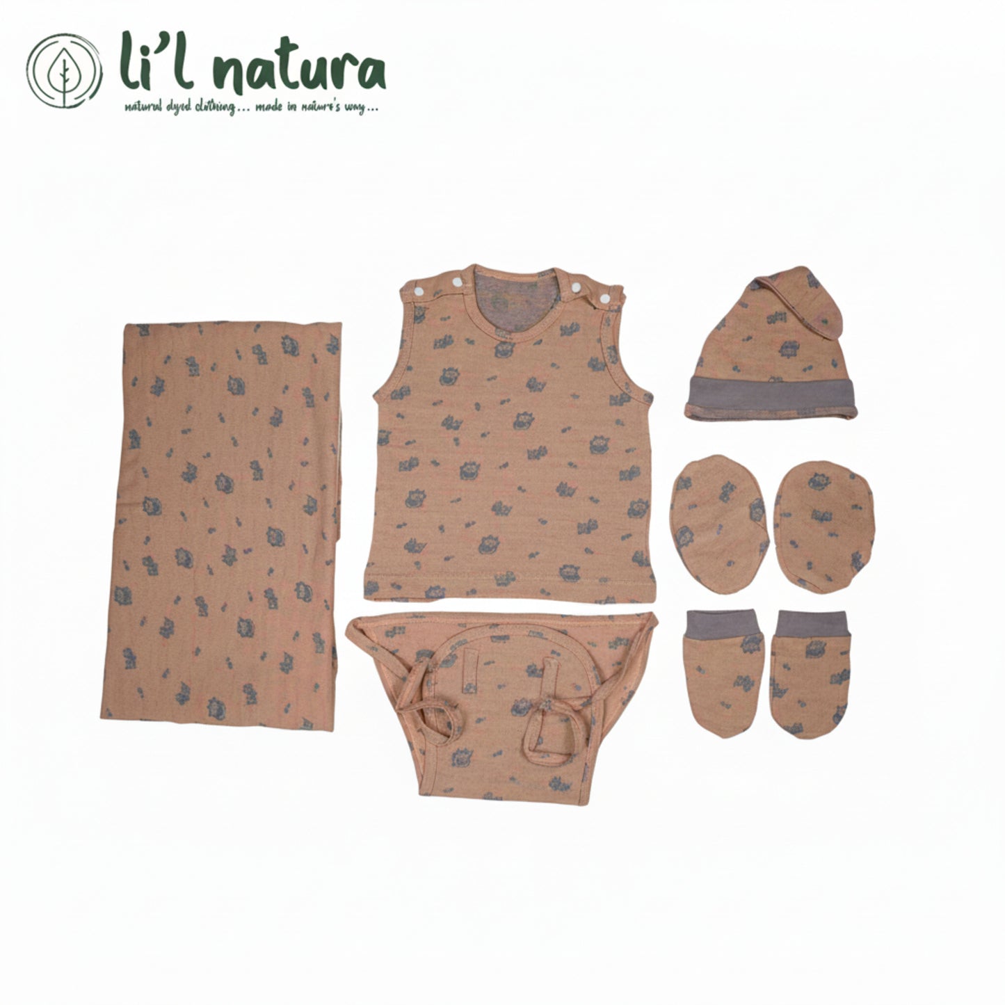 ORIGAMI - GIFT SET (SHL. BUTTON) - ORANGE + PURPLE - UNISEX - 0-3 M | LITTLE NATURA