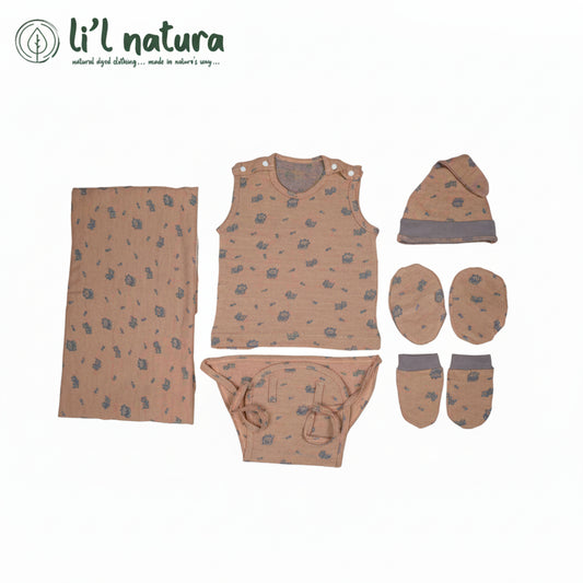 ORIGAMI - GIFT SET (SHL. BUTTON) - ORANGE + PURPLE - UNISEX - 0-3 M | LITTLE NATURA