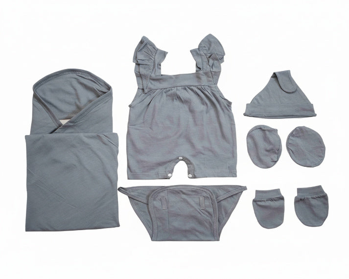 NATURE's 12 - GIFT SET (JUMPEE FRILLED) - CHARCOAL GREY - GIRL - 0-3 M | LITTLE NATURA