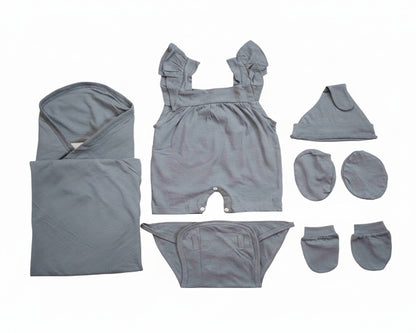 NATURE's 12 - GIFT SET (JUMPEE FRILLED) - CHARCOAL GREY - GIRL - 0-3 M | LITTLE NATURA