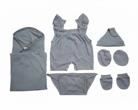 NATURE's 12 - GIFT SET (JUMPEE FRILLED) - CHARCOAL GREY - GIRL - 0-3 M | LITTLE NATURA