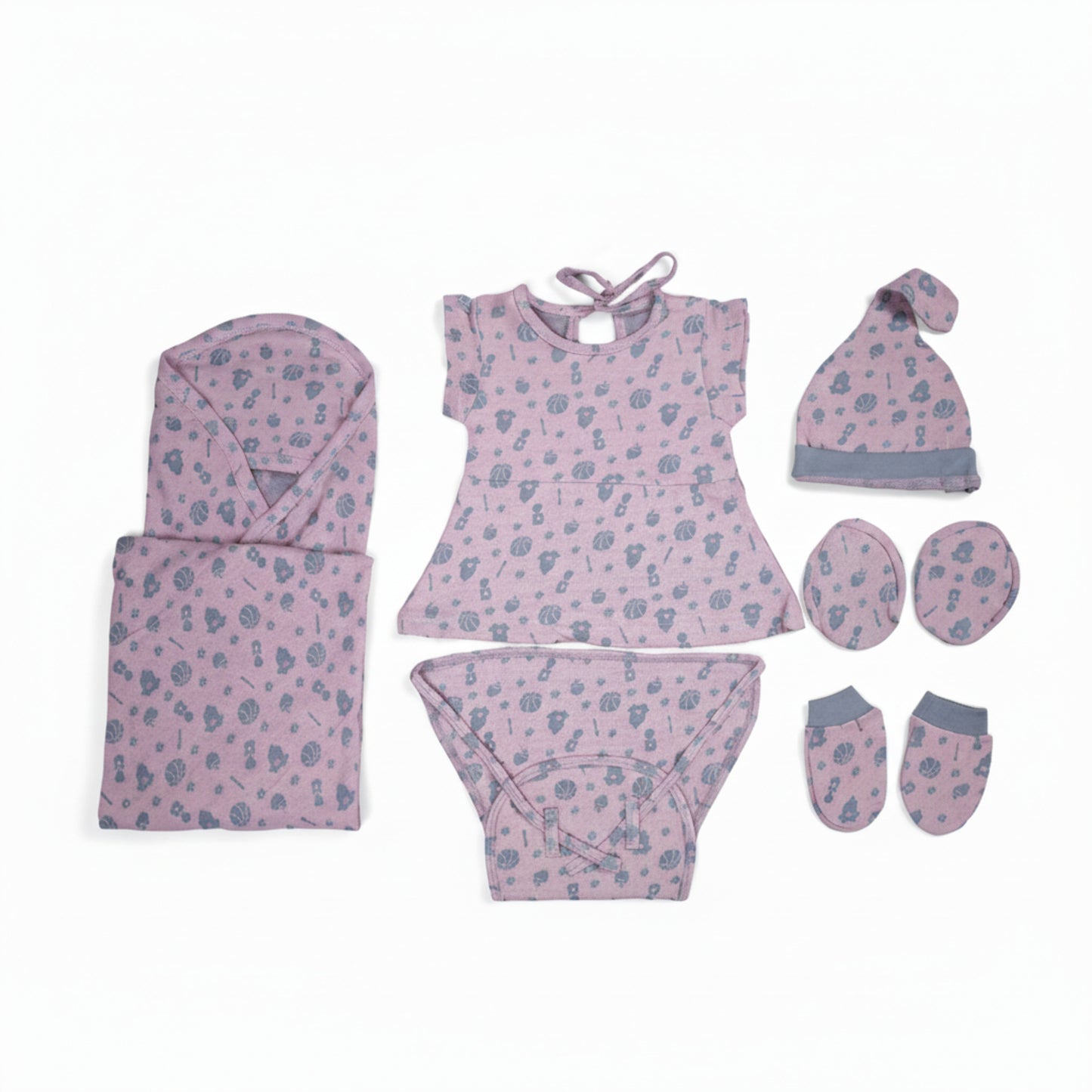 ORIGAMI - GIFT SET (BABY FROCK) - GREEN + LILAC - GIRL - 0-3 M