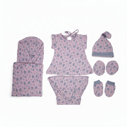 ORIGAMI - GIFT SET (BABY FROCK) - GREEN + LILAC - GIRL - 0-3 M