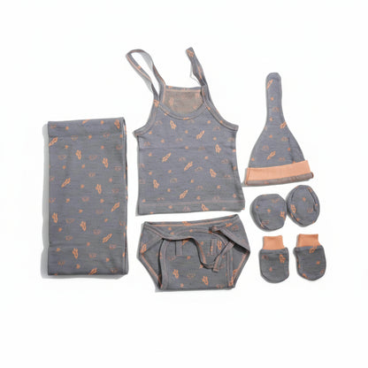 ORIGAMI - GIFT SET (SHL. LACE) - GREY + ORANGE - UNISEX - 0-3 M