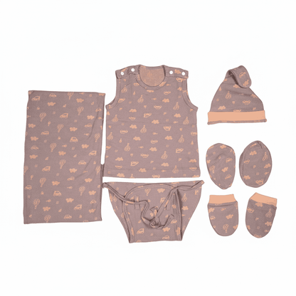 ORIGAMI - GIFT SET (SHL. BUTTON) - PURPLE + ORANGE - UNISEX - 0-3 M