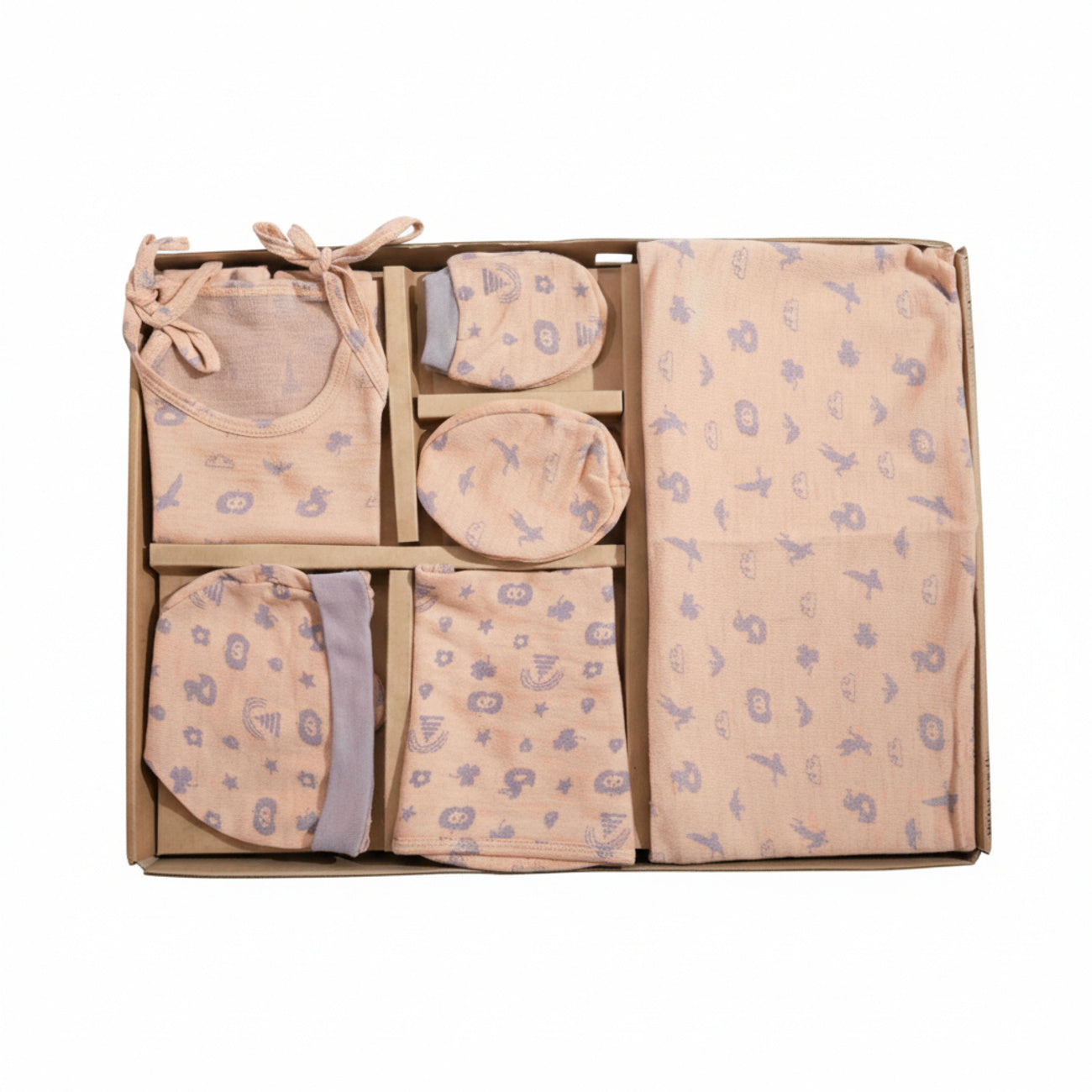 ORIGAMI - GIFT SET (SHL. LACE) - ORANGE + GREY - UNISEX - 0-3 M