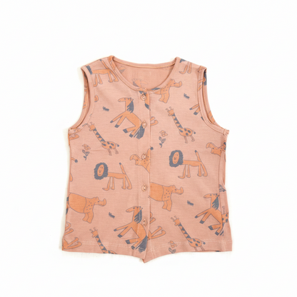 Sleeveless shirt with animal pattern on a white background