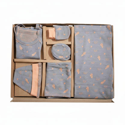 ORIGAMI - GIFT SET (SHL. LACE) - GREY + ORANGE - UNISEX - 0-3 M