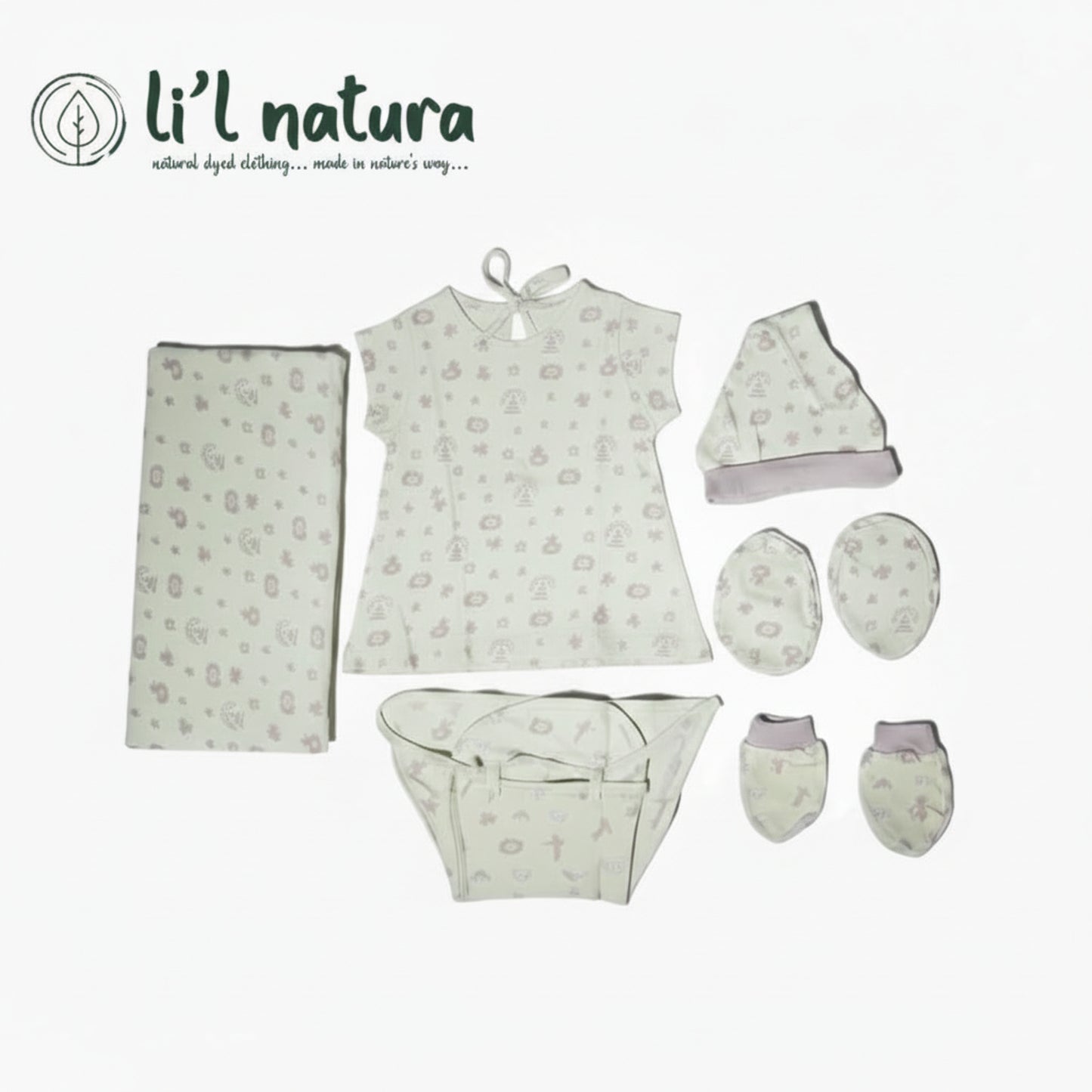 ORIGAMI - GIFT SET (BABY FROCK) - YELLOW + PURPLE - GIRL - 0-3 M | LITTLE NATURA