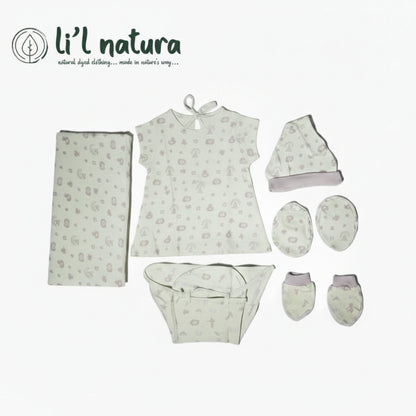 ORIGAMI - GIFT SET (BABY FROCK) - YELLOW + PURPLE - GIRL - 0-3 M | LITTLE NATURA