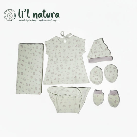 ORIGAMI - GIFT SET (BABY FROCK) - YELLOW + PURPLE - GIRL - 0-3 M | LITTLE NATURA
