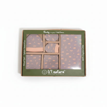 ORIGAMI - GIFT SET (SHL. BUTTON) - PURPLE + ORANGE - UNISEX - 0-3 M