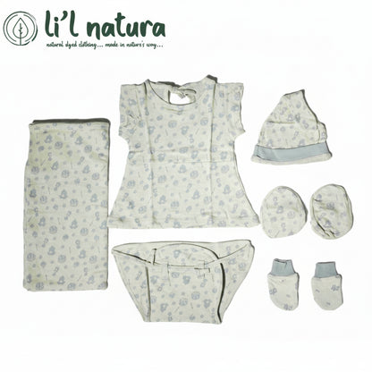 ORIGAMI - GIFT SET (BABY FROCK) - GREEN + GREY - GIRL - 0-3 M | LITTLE NATURA