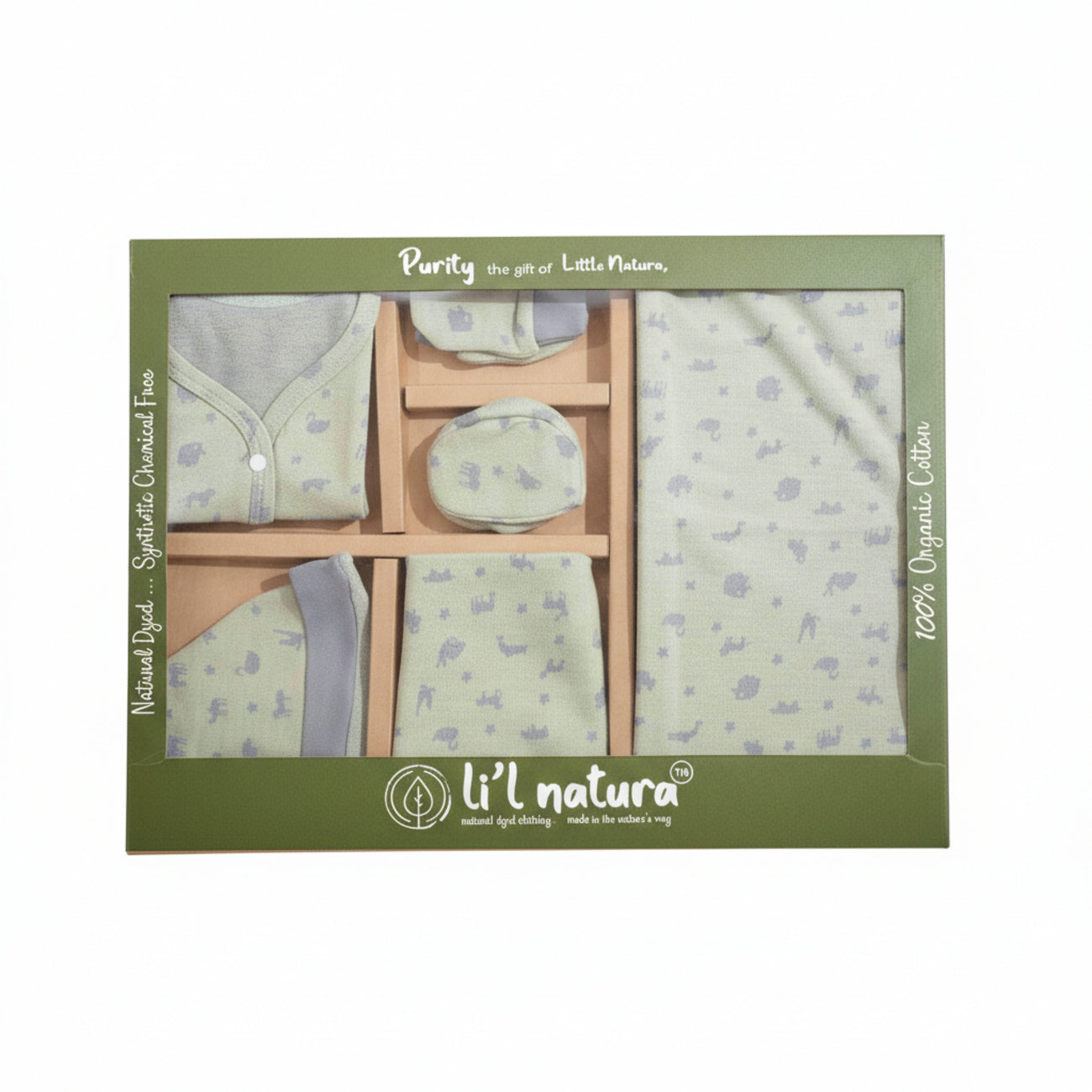 ORIGAMI - GIFT SET (FRONT OPEN) - GREEN + GREY - UNISEX - 0-3 M