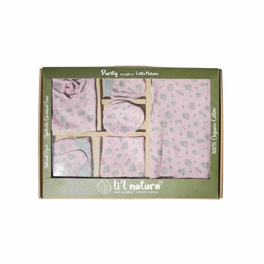 ORIGAMI - GIFT SET (BABY FROCK) - PINK + LILAC - GIRL - 0-3 M | LITTLE NATURA
