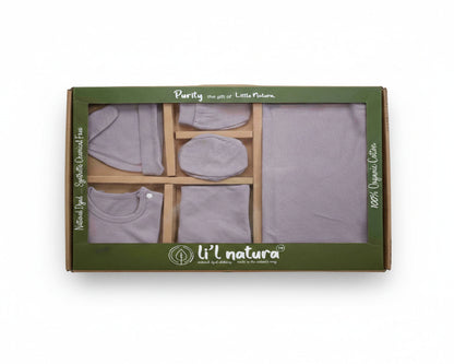 NATURE's 12 - GIFT SET (SHL. BUTTON) - MUSA LILAC - UNISEX - 0-3 M | LITTLE NATURA