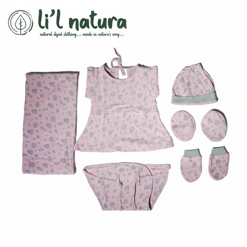 ORIGAMI - GIFT SET (BABY FROCK) - PINK + LILAC - GIRL - 0-3 M | LITTLE NATURA