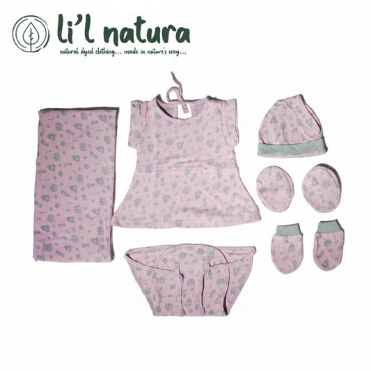 ORIGAMI - GIFT SET (BABY FROCK) - PINK + LILAC - GIRL - 0-3 M | LITTLE NATURA