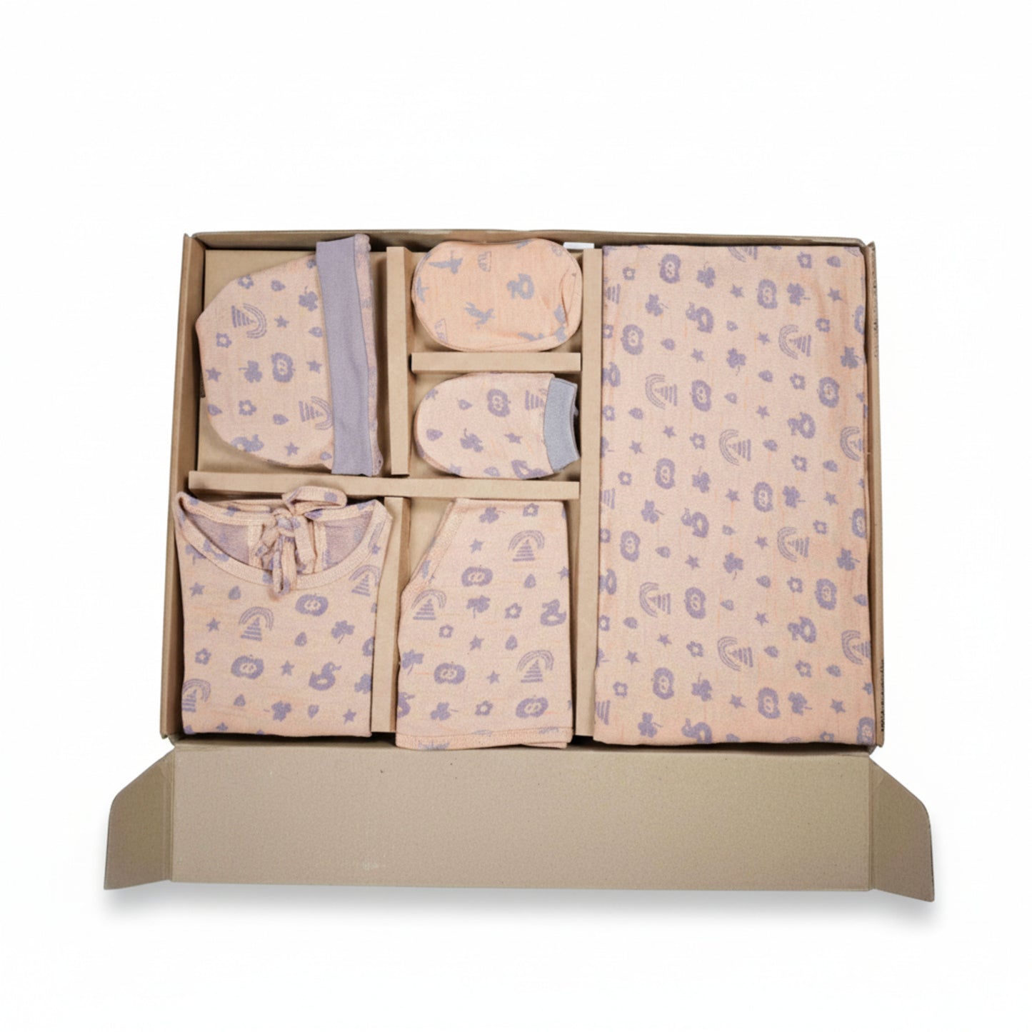 ORIGAMI - GIFT SET (BABY FROCK) - ORANGE + GREY - GIRL - 0-3 M | LITTLE NATURA