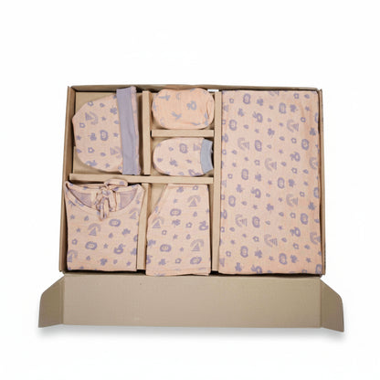 ORIGAMI - GIFT SET (BABY FROCK) - ORANGE + GREY - GIRL - 0-3 M | LITTLE NATURA