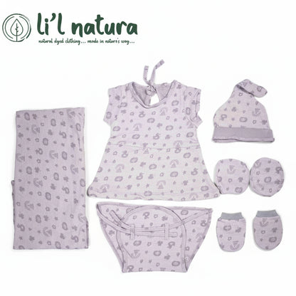 ORIGAMI - GIFT SET (BABY FROCK) - ORANGE + PURPLE - GIRL - 0-3 M | LITTLE NATURA