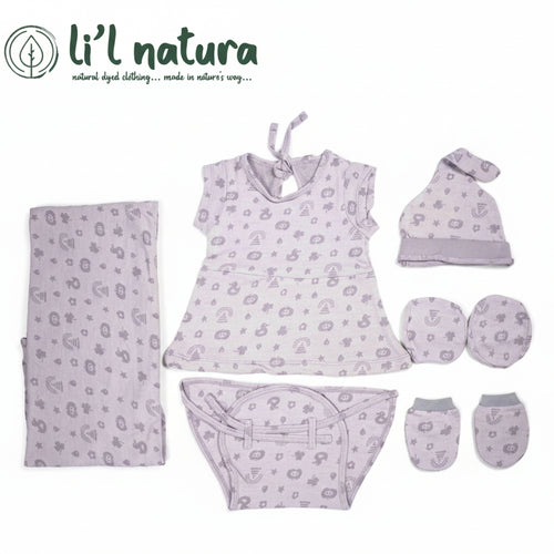 ORIGAMI - GIFT SET (BABY FROCK) - ORANGE + PURPLE - GIRL - 0-3 M | LITTLE NATURA