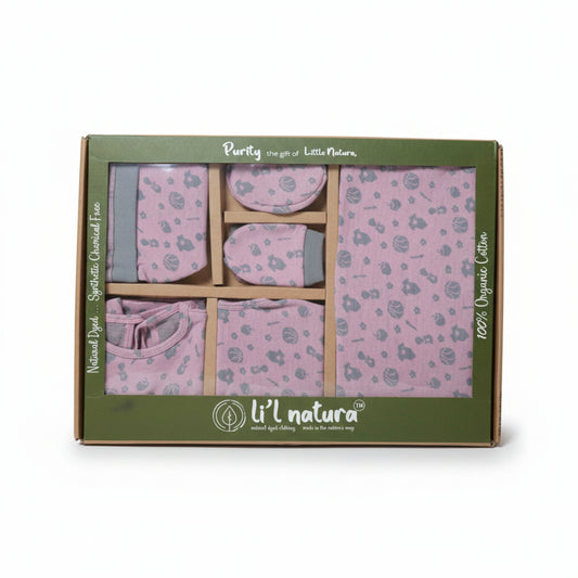 ORIGAMI - GIFT SET (BABY FROCK) - GREEN + LILAC - GIRL - 0-3 M