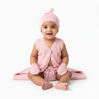 NATURE's 12 - GIFT SET (FRONT OPEN) - LILY BABY PINK - UNISEX - 0-3 M | LITTLE NATURA