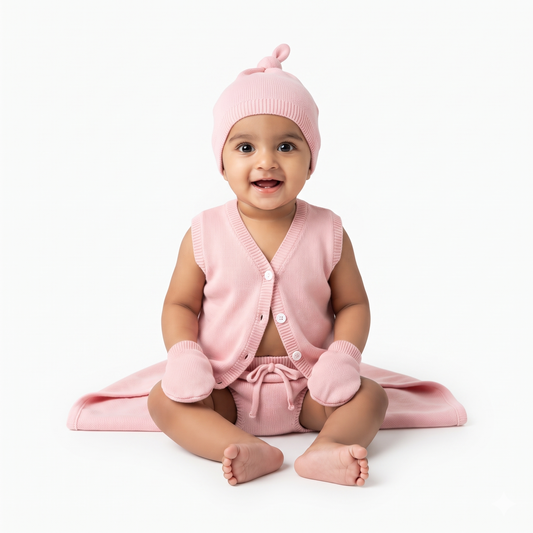 NATURE's 12 - GIFT SET (FRONT OPEN) - LILY BABY PINK - UNISEX - 0-3 M | LITTLE NATURA