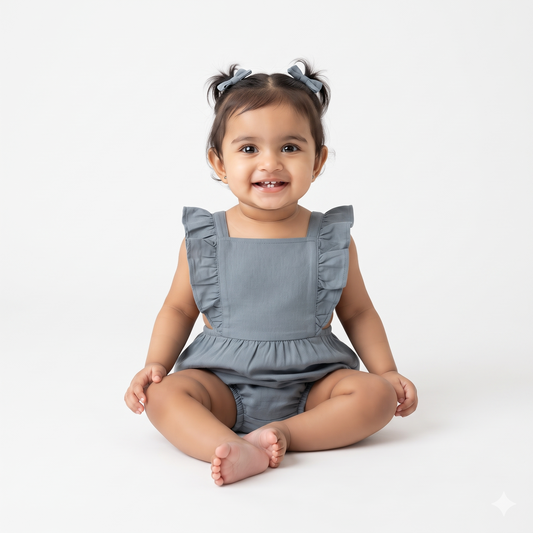 NATURE's 12 - GIFT SET (BABY FROCK) - CHARCOAL GREY - GIRL - 0-3 M | LITTLE NATURA