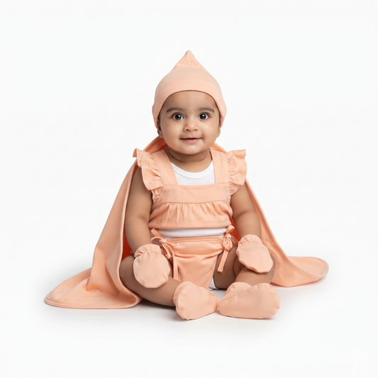 NATURE's 12 - GIFT SET (JUMPEE FRILLED) - MARIGOLD ORANGE - GIRL - 0-3 M | LITTLE NATURA