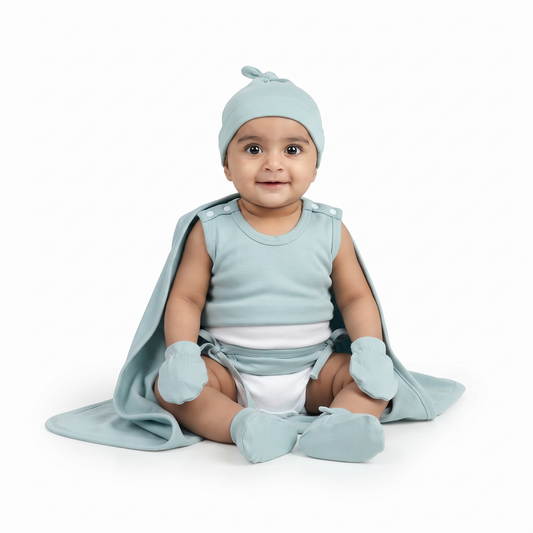NATURE's 12 - GIFT SET (SHL. BUTTON) - CLITORIA AQUA - UNISEX - 0-3 M | LITTLE NATURA