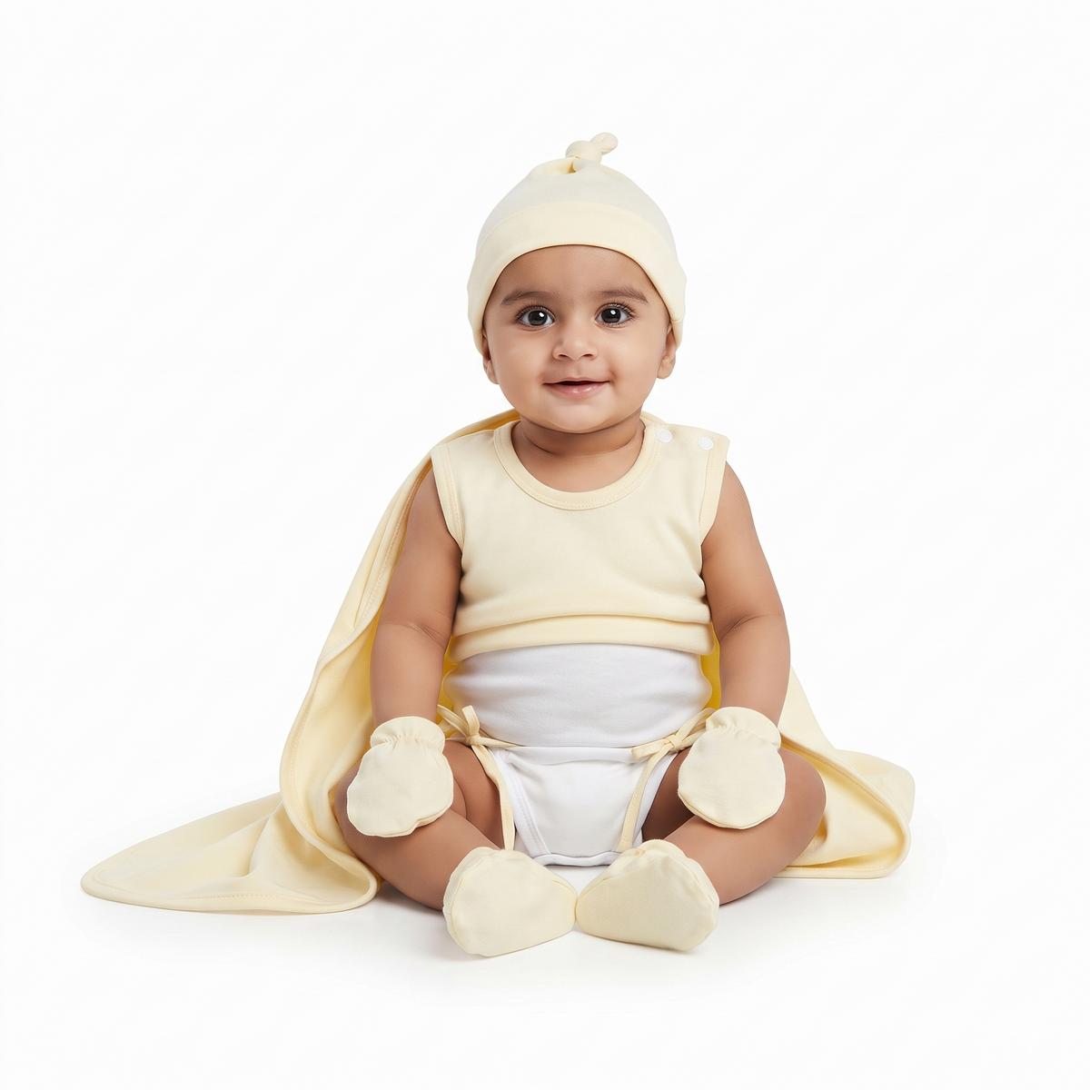 NATURE's 12 - GIFT SET (SHL. BUTTON) - TECOMA YELLOW - UNISEX - 0-3 M | LITTLE NATURA