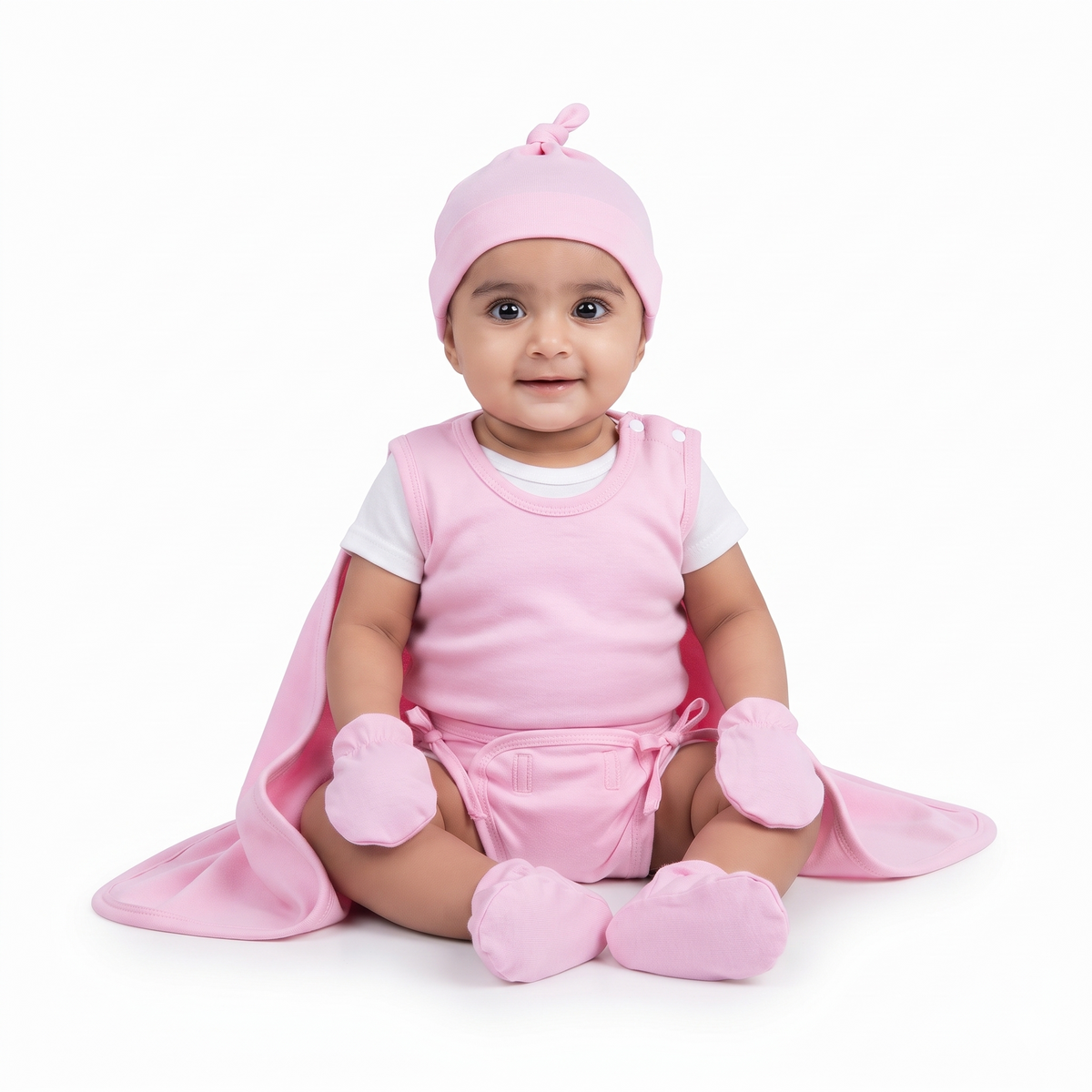 NATURE's 12 - GIFT SET (SHL. BUTTON) - LILY BABY PINK - UNISEX - 0-3 M | LITTLE NATURA