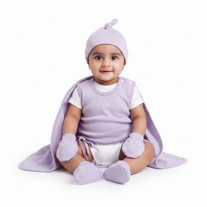 NATURE's 12 - GIFT SET (SHL. BUTTON) - MUSA PURPLE - UNISEX - 0-3 M | LITTLE NATURA