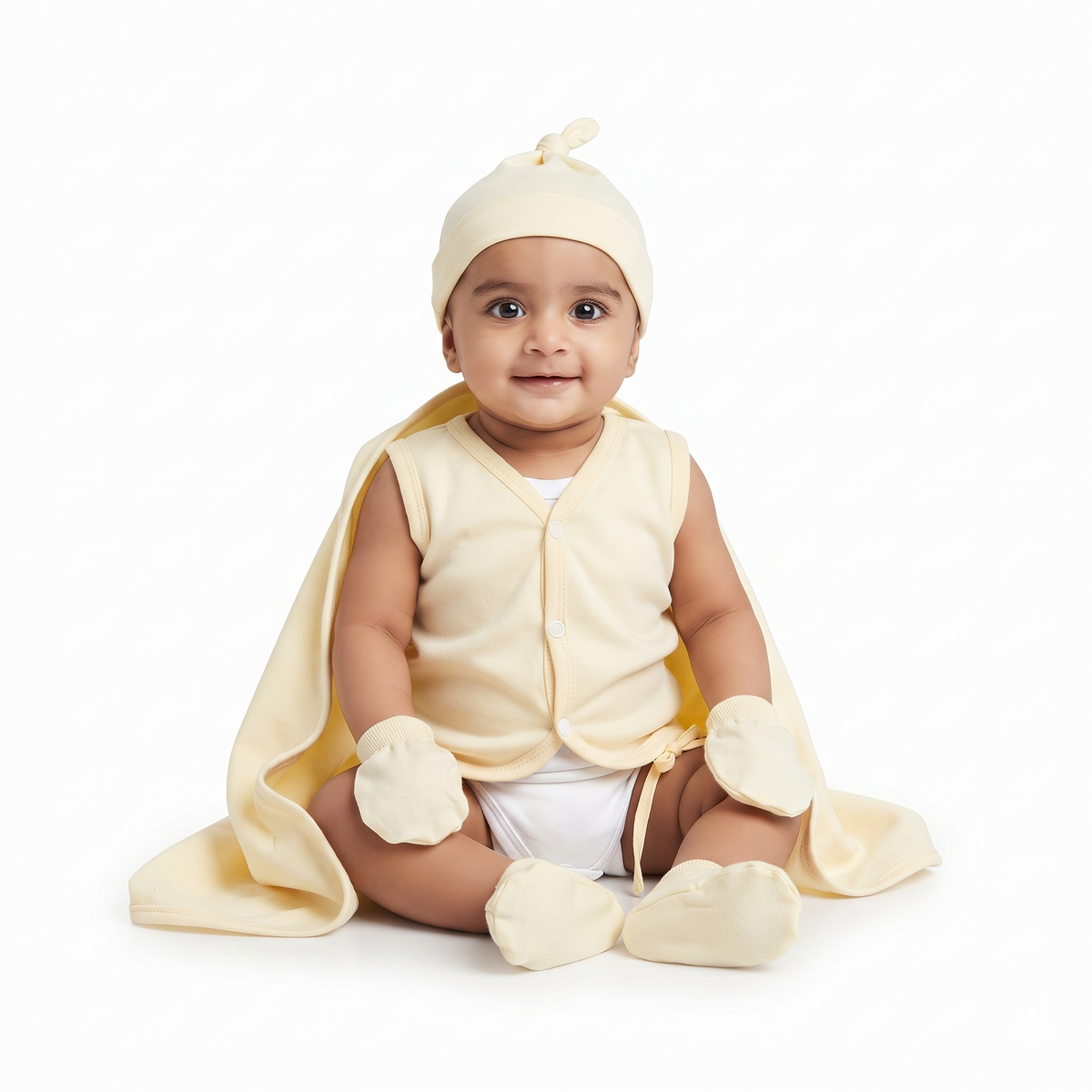 NATURE's 12 - GIFT SET (FRONT OPEN) - TECOMA YELLOW - UNISEX - 0-3 M | LITTLE NATURA